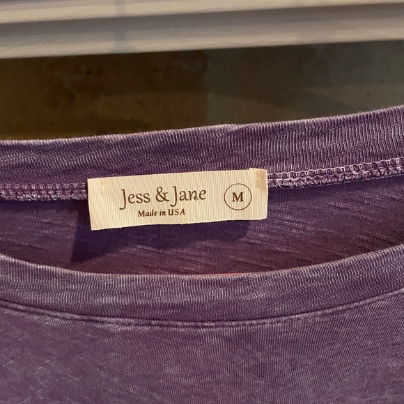 Jess & Jane Purple mineral wash long slv ruffled 💯 % cotton T lagenlook Comfy M - Picture 4 of 8